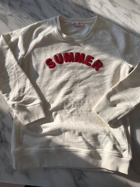 Orlebar Brown Cream Sweatshirt with Red 'SUMMER' Chenille Applique